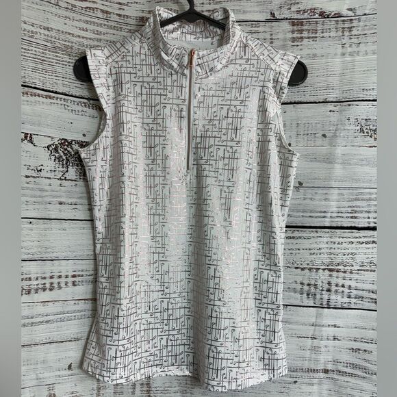 Sansoleil Top Womens Sz Small quoter Zip Sun Glow Mock Neck UPF 50 + Golf New - Picture 2 of 11